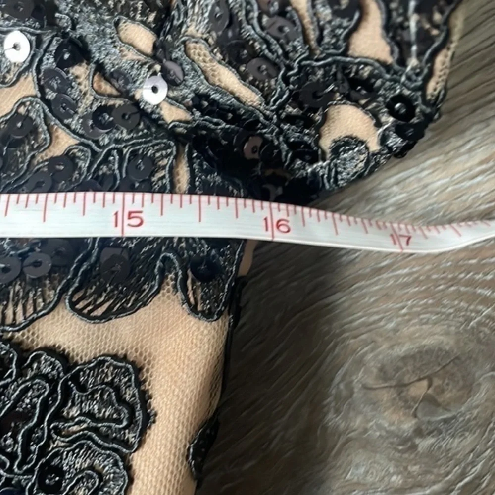NWT Mia Paluzzi gown black sequin Floral  EXQUISITE! size 4